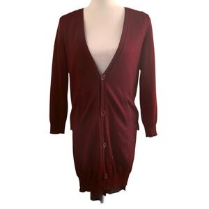 Undercover by Jun Takahashi Burgundy Wool Cardigan High Low Japan 2 US Small